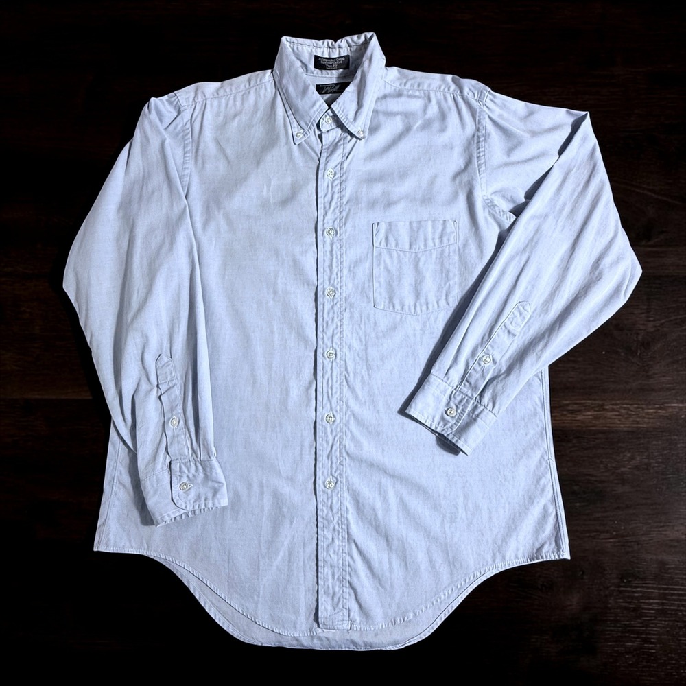 Lord & Taylor Kensington Mens 16-34 Light Blue Pinpoint Oxford Shirt Made in USA
